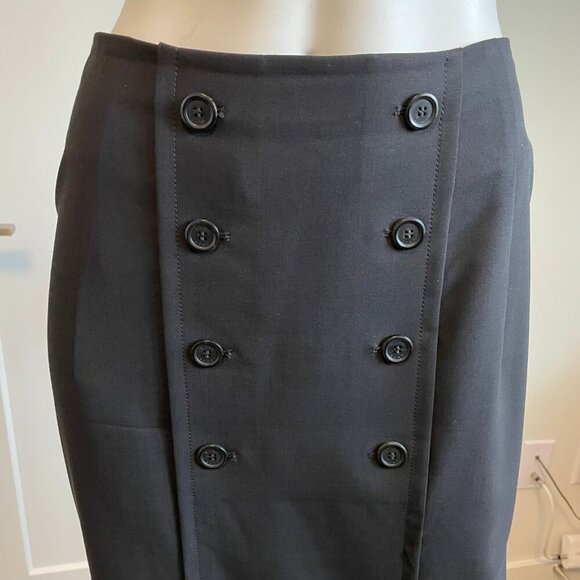 Hugo Boss Designer Vtg Nautical Inspired Virgin Wool Pencil Skirt Navy Sz 10 - Picture 3 of 12